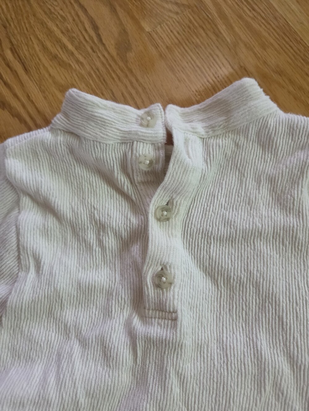 Madewell Texture & Thread Cream Ribbed Henley Mock Neck Top XS - Picture 3 of 6